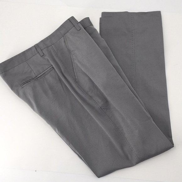 TED Baker London Grey Dress Pants Trousers Side Stitching Shadow stripe 32L - Picture 1 of 11